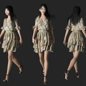 现代穿裙子女人3D模型下载